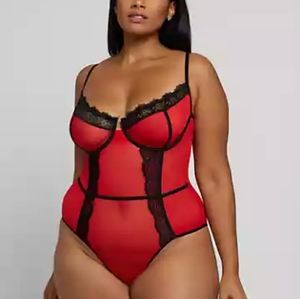 NWT Lace Lingerie Bodysuit Red and Black